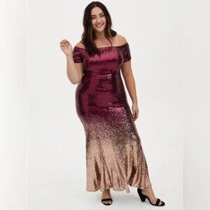 torrid | Dresses | Torrid Maxi Sequin Offshoulder Dress Purple Burgundy And  Gold L Size 28 | Poshmark